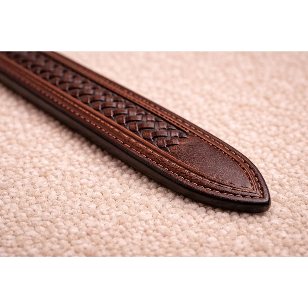 Brown Genuine Leather Braided Belt Size 54